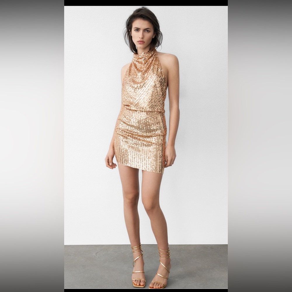 Halter short sequin dress